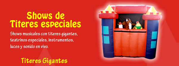 Titeres gigantes y teatrinos inflables para fiestas infantiles.